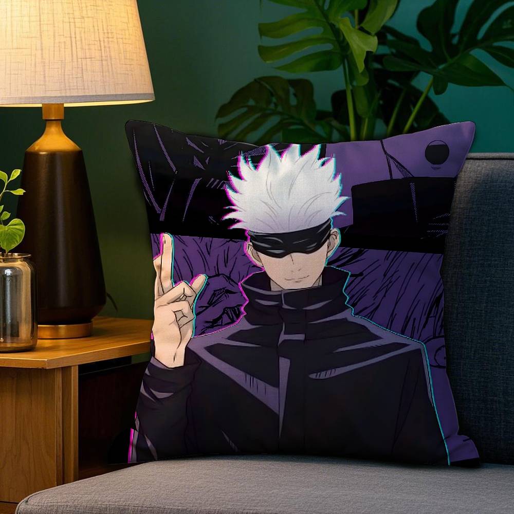 J-Jujutsu Kaisen G-Gojo Satoru Pillow Case Plush Fabric Soft Double Sided Print Short Plush Home Sofa Cushion Cover Throw