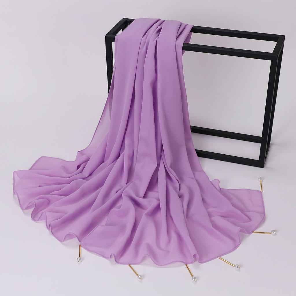 New Handmade Pearl Chiffon Scarf With Copper Tube For Women