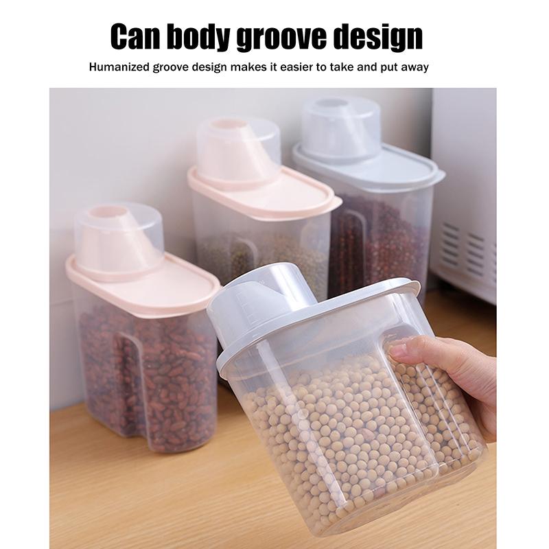 Grain Storage Container With Measuring Cup Food Storage Box Dry Goods Airtight Container Rice Bucket