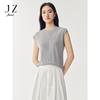 JUZUI Women's Minimalist Slim Fit Knitted Short Sleeve Top