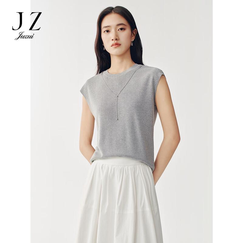 JUZUI Women's Minimalist Slim Fit Knitted Short Sleeve Top