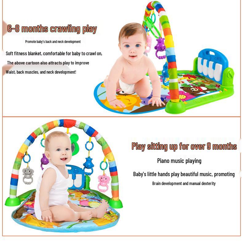 Musical Kick and Play Gym: Infant & Toddler Crawling Mat (0-12 Months)