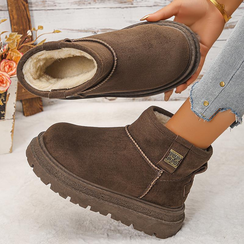 Fashion Thicken Plush Platform Snow Boots Women Non Slip Thick Sole Winter Boots Woman Faux Suede Warm Fleece Lining Cotton Padded Shoes