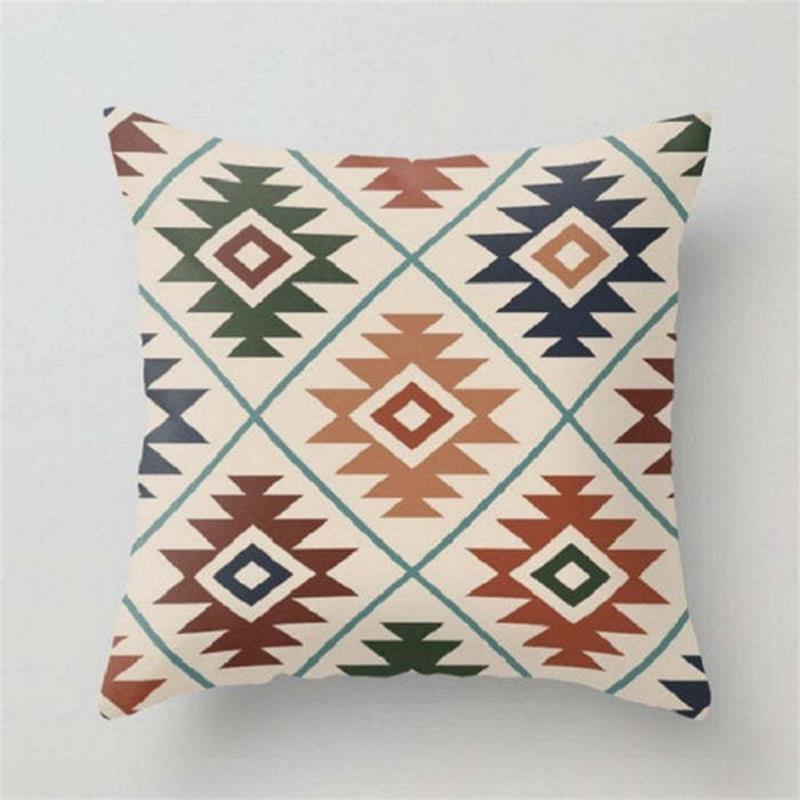 Ethnic Style Pillowcase Abstract Retro Geometric Linen Pillowcase Indian Style Decorative Cushion Cover