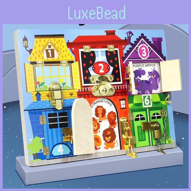 Wooden Busy Board With Unlocking Locks For Toddler Development And Early Learning