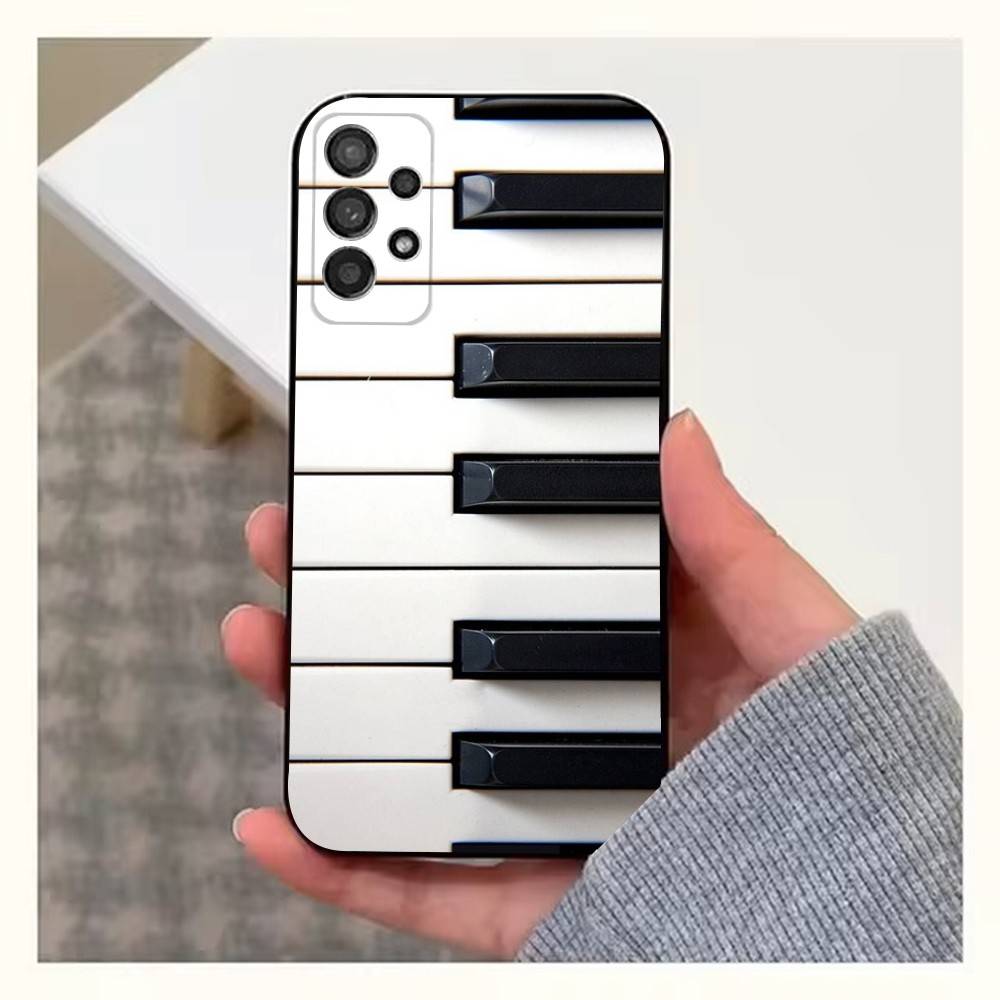 Keyboard Art Piano Phone Case For Samsung S25,S24,S23,S22,S20,S21,S10,Ultra,Plus,Lite,FE,Soft Silicone Black Cover