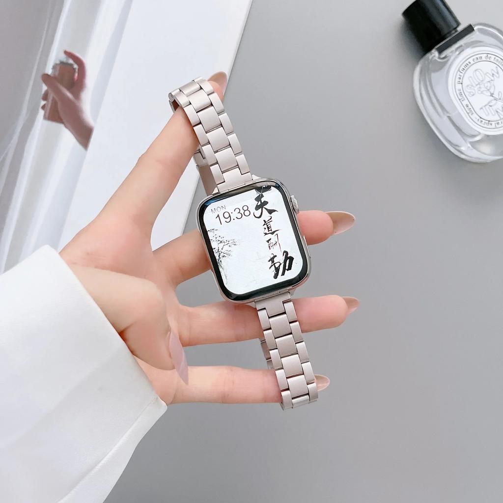 Correa de Cadena de Acero Starlight para Apple Watch Series Ultra 8 7 SE 6 5 4 3 49 mm Correa de Pulsera Metálica IWatch 38 40 41mm 42 44 mm 45mm