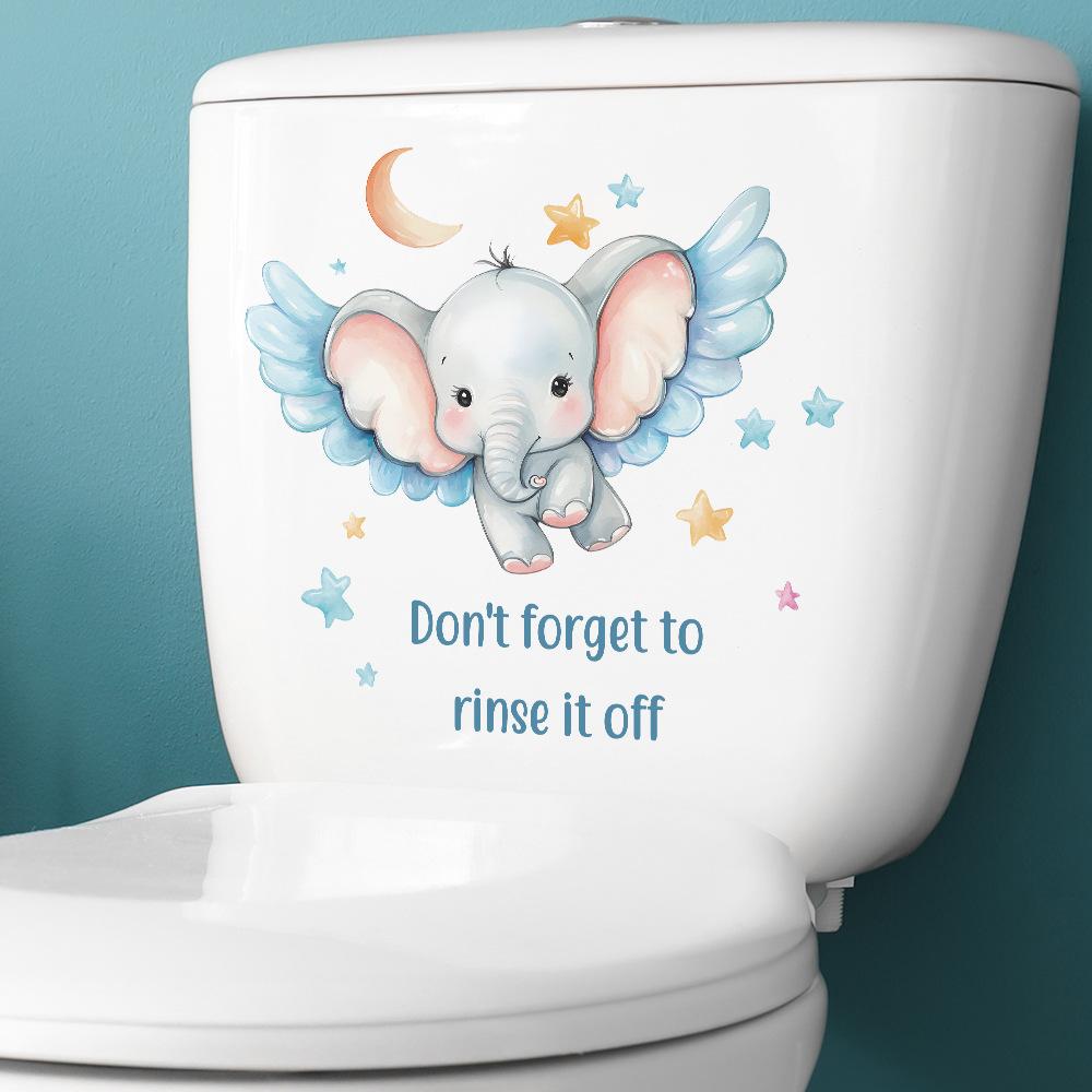 Cartoon Little Elephant Star Moon Bathroom Toilet Toilet Home Beautification Stickers