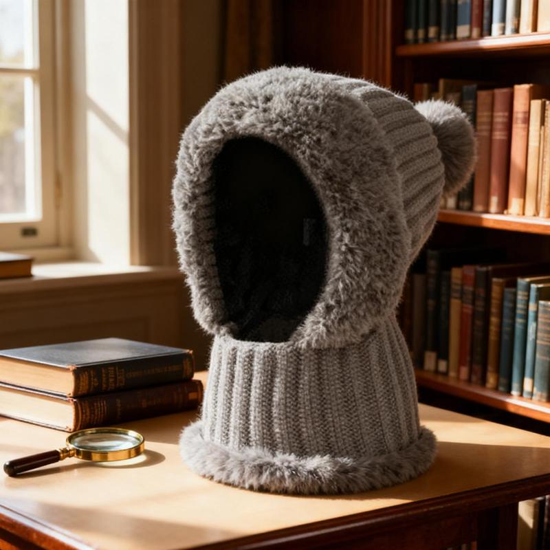 Winter Cycling Warm Hat With Ear Flaps Women Soft Beanie Fleece Lining Knit Wool Warming Hat For Cold Weather Hiking