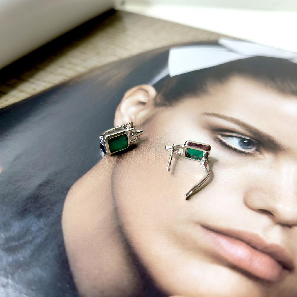 Silver Earrings with Natural Agate 2.938ct (2174059)