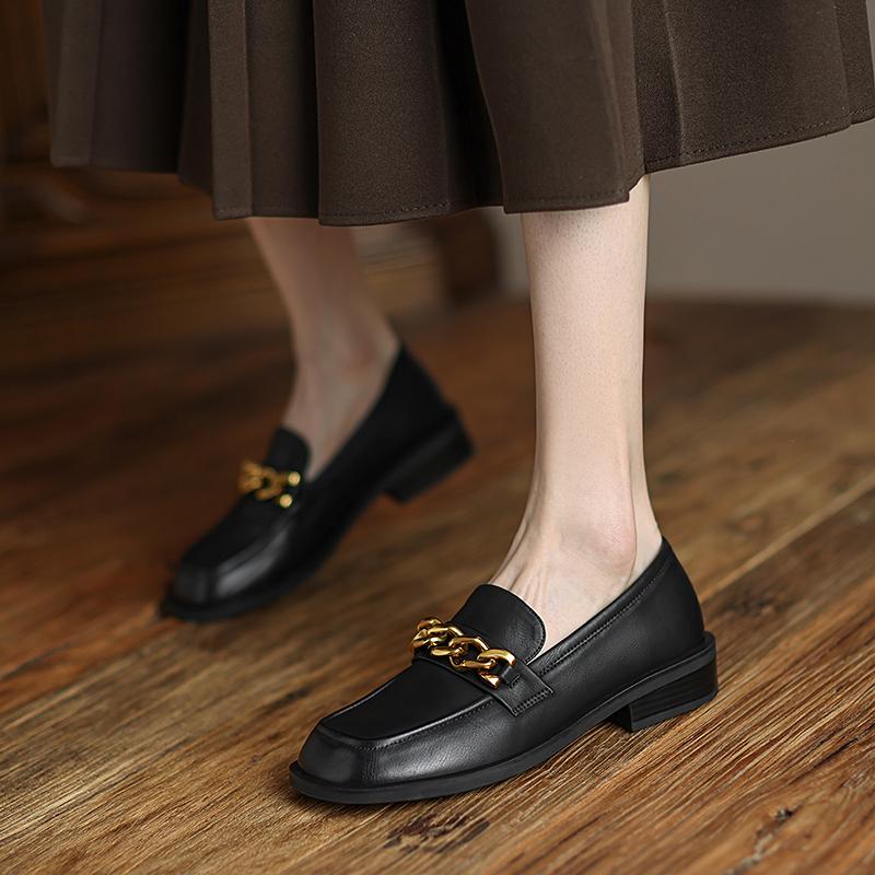 Neue Mode Aus Echtem Leder Frauen Schuhe Casual Slip -On Loafers Karree Plattform Schuhe Schuhe Frau Zapatos De Mujer Frauen