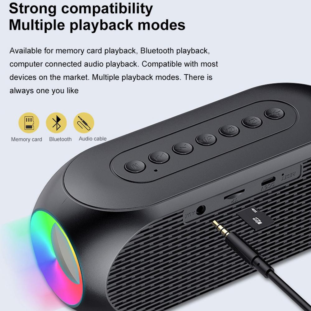 Portable Mini FM Radio Receiver Hifi Sound RGB Bluetooth Speaker with Clock Dual Alarm Clock Support Handsfree Calls
