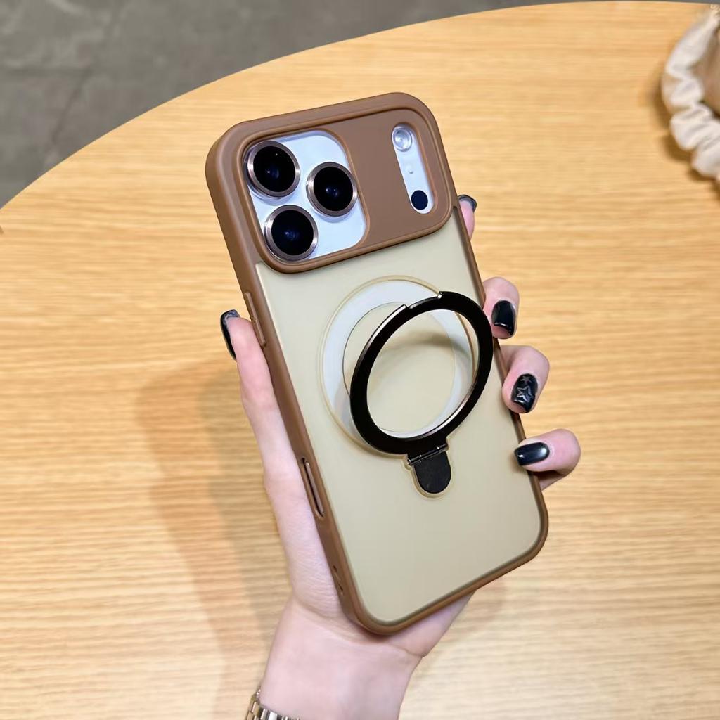 Applicable To IPhone17PROMAX Skin Sensing Stand Mobile Phone Case Matte Magnetic Suction Apple 16 with Lens Film Protection Case