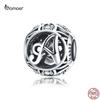 BAMOER 925 Silver Vintage Letter A-Z Beads Charm For Female Original Bracelet Necklace DIY Jewelry Gifts