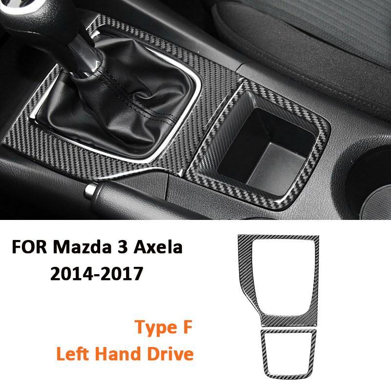 Kolfiber Bil Mittkonsol Växelväljare Panel Trim Ram Dekorationsdekal För Mazda 3 Axela 2014-2017 Tillbehör