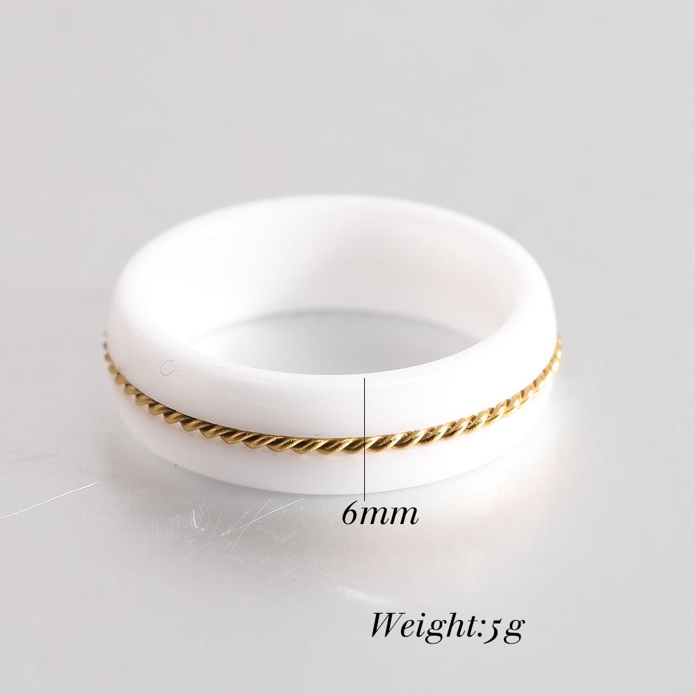 New Personalized and Simple 6MM Wide Stainless Steel Chain Black and White Ceramic Ring for Couples