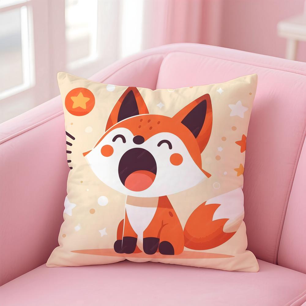 cute animal FFlat Foxes Cushion Cover Pillowcase Short Plush Invisible zipper Room Sofa Cushion Cover