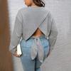 Plus size women's casual minimalist T-shirt, spring/summer sneaky backless design top