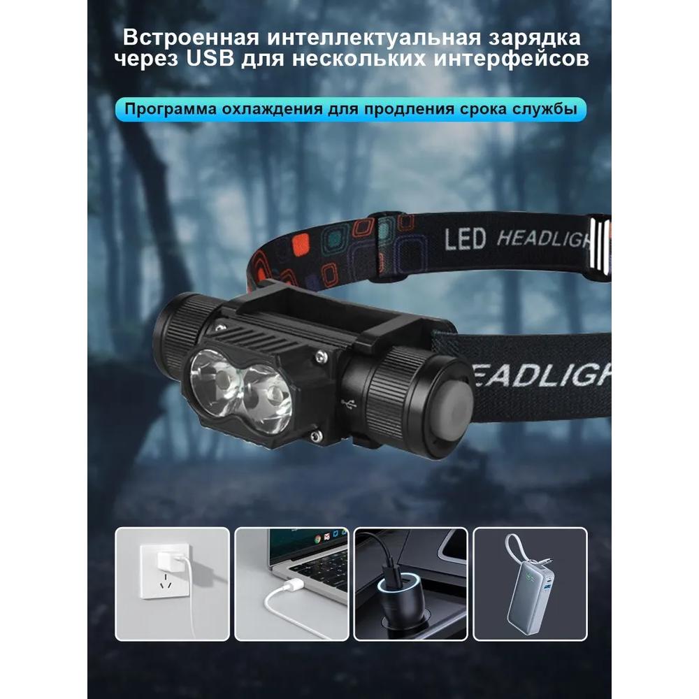 Headlamp, 18650 rechargeable, LED, LED with charger