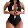 Women S One Piece Bikini Swimsuit Front Zipper Fashion Swimwear