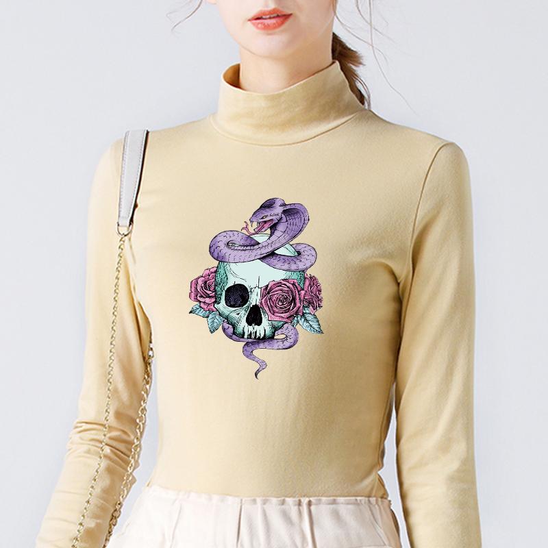 Cranii Florale Transfer Termic Hiphop Patch-uri Haine Presă la Cald Aplicat Tricou Haine Autocolante Hanorace Patch DIY