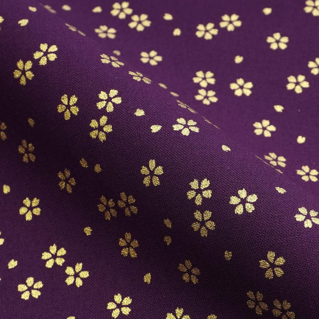 Raw wool cut 110cm x Japanese approximately 110cm x Purple cloth, 50cm, pattern, Japanese-style print, gold, 3-132, 50cm, 3.