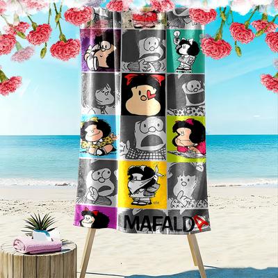 Mafalda Print Beach Towel, Large Soft Quick Dry Towel for Beach Camping Swimming