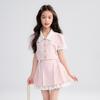 Girls' Sweet Princess Bow Pleated Skirt Set