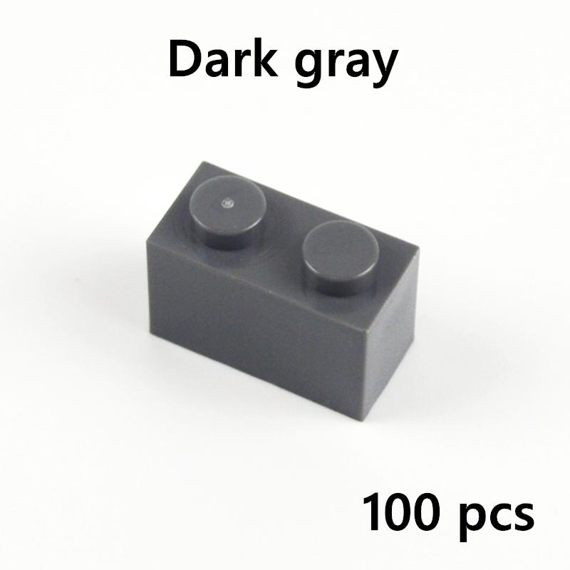 

100pcs 1*2 Dot Thick Figures Bricks Educational Creative DIY Bulk 1x2 Dot Building Blocks Compatible with 3004 classic parts темно-серого