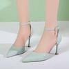 Summer new sexy high heels femininity elegant versatile pointed hollow single shoes fashionable one-word buckle sandals