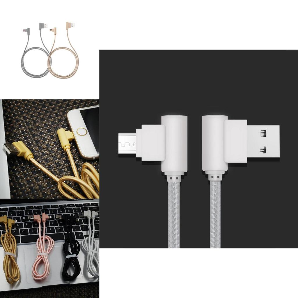 33 Feet Nylon Braided Micro Right Angle Fast Data Sync Charger Vertical Usb Cable With Durable Cotton Jacket