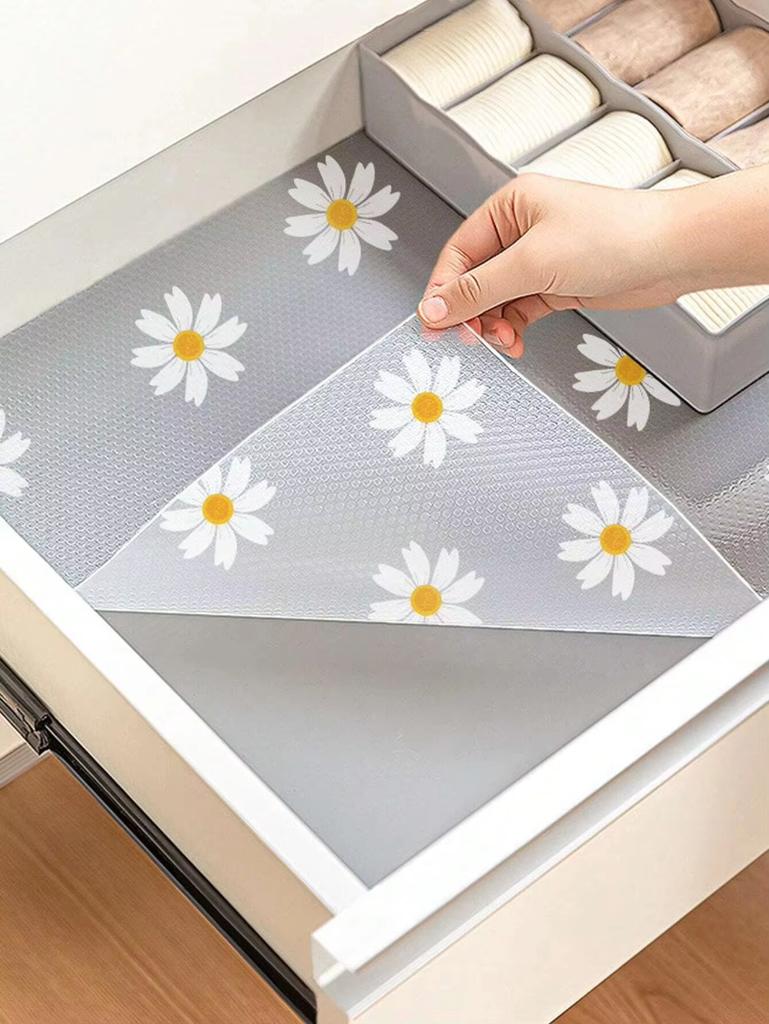 1 Rolle Daisy-Regalunterlage für Küchenschränke, wasserdichte EVA-Kühlschrankunterlage, Schrankmatte, einfache Tischsets, nicht klebende Schubladenunterlage