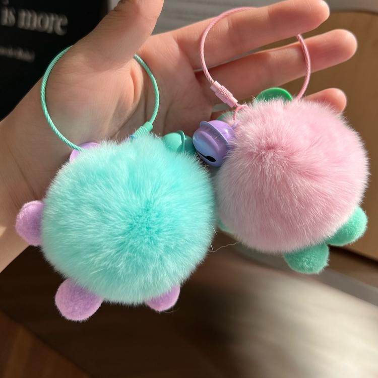 Cute Rex Rabbit Hair Small Briquettes Car Keychain Pendant Korean Internet Celebrity Plush Book Bag Pendant Gift