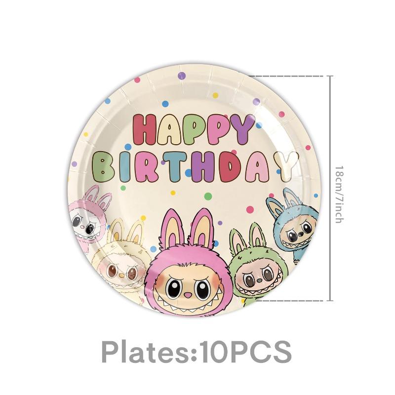 2 Cartoon-themed party paper plates, party supplies, tableware sets, children's birthday decorations