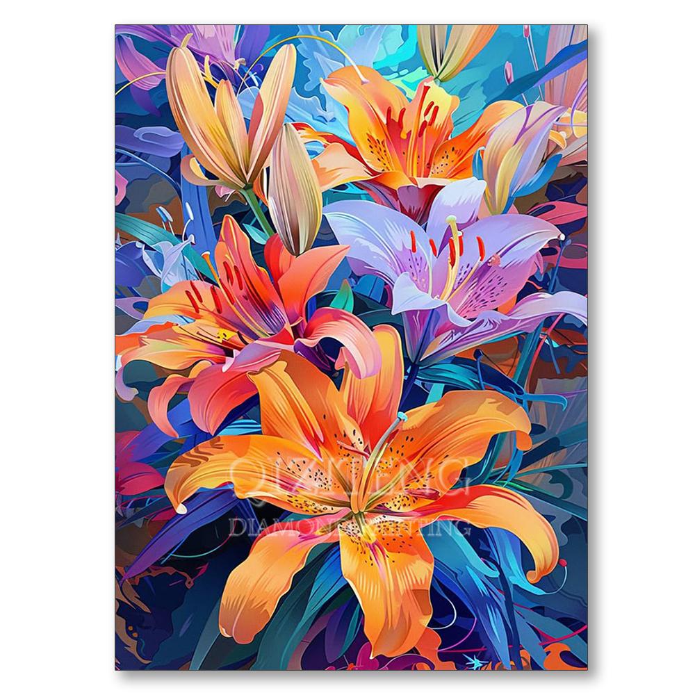 Vibrant Floral Diamond Painting Full Square Round Diamond Mosaic Embroidery Cross Stitch Kit DIY Home Decor Art Craft Gift
