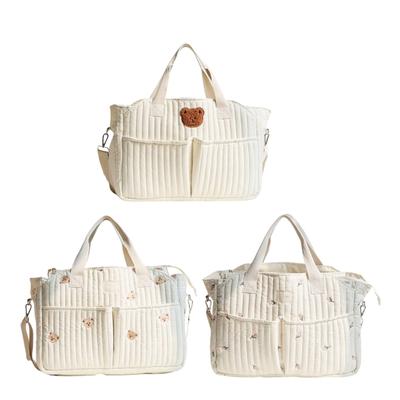 Large Capacity Mom Bag Embroidered Pattern Diaper Bag Splashproof Crossbody Bag Travel Storage Shoulder Bag Handbag