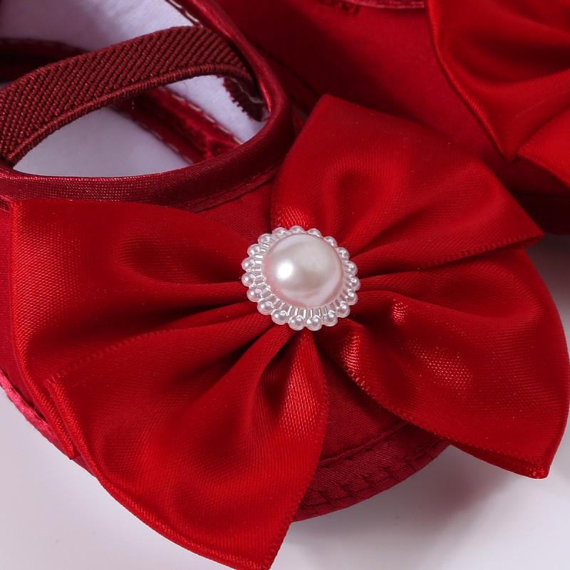 Infant Shoes Bead Bowknot Decoration Baby Princess Shoes For 0-1 Year Old
