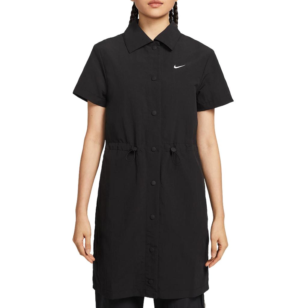 Nike Sportswear Everything Wovens Fashion Simple Beautiful Trendy Short Sleeve Dress Women Dresses Black HJ1145-010