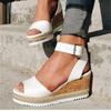 2023 Women's Plus Size Peep Toe Wedge Sandals - European & American Fashion with Buckle Strap
