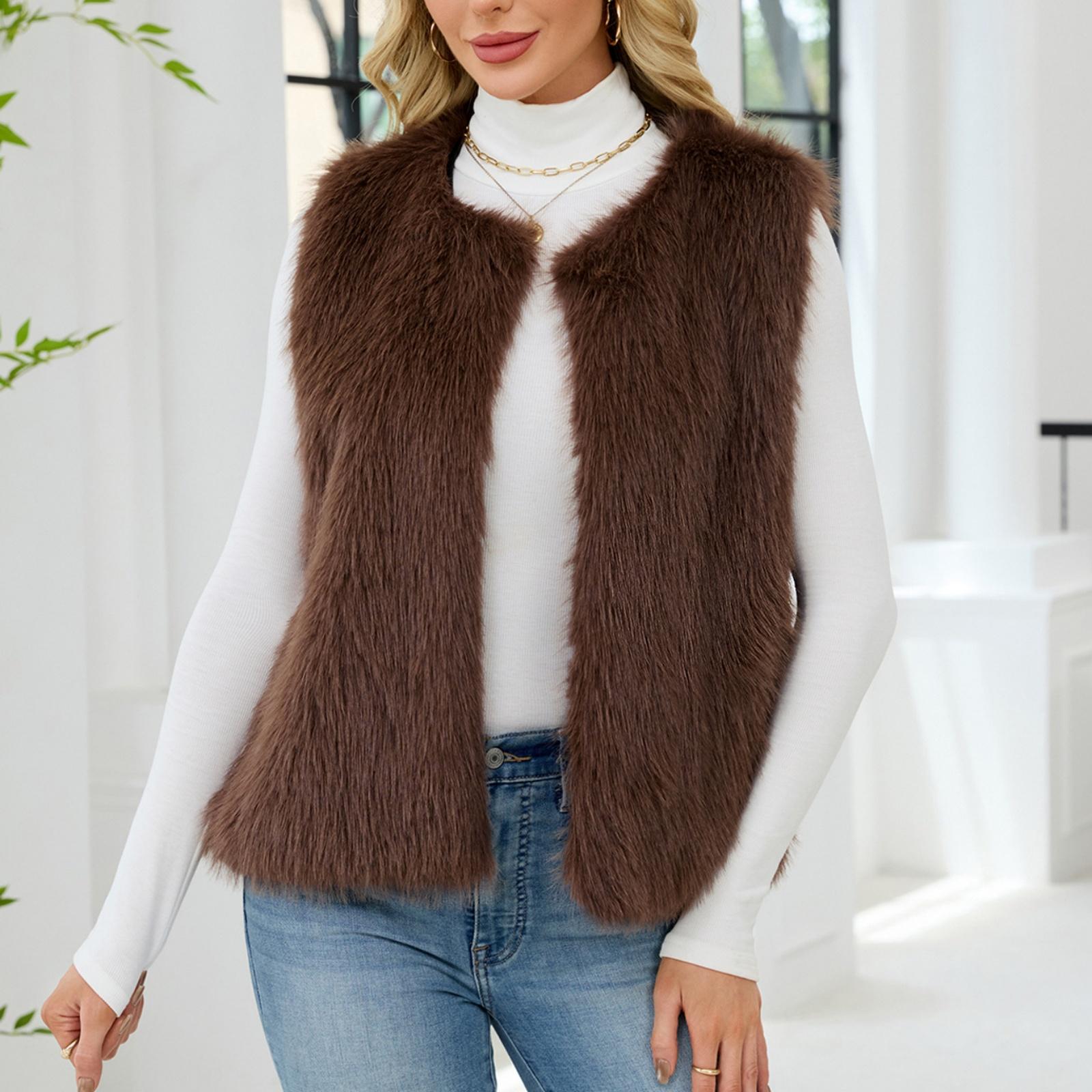 

Модный женский жилет с V-образным вырезом, куртка без рукавов XL кофейный