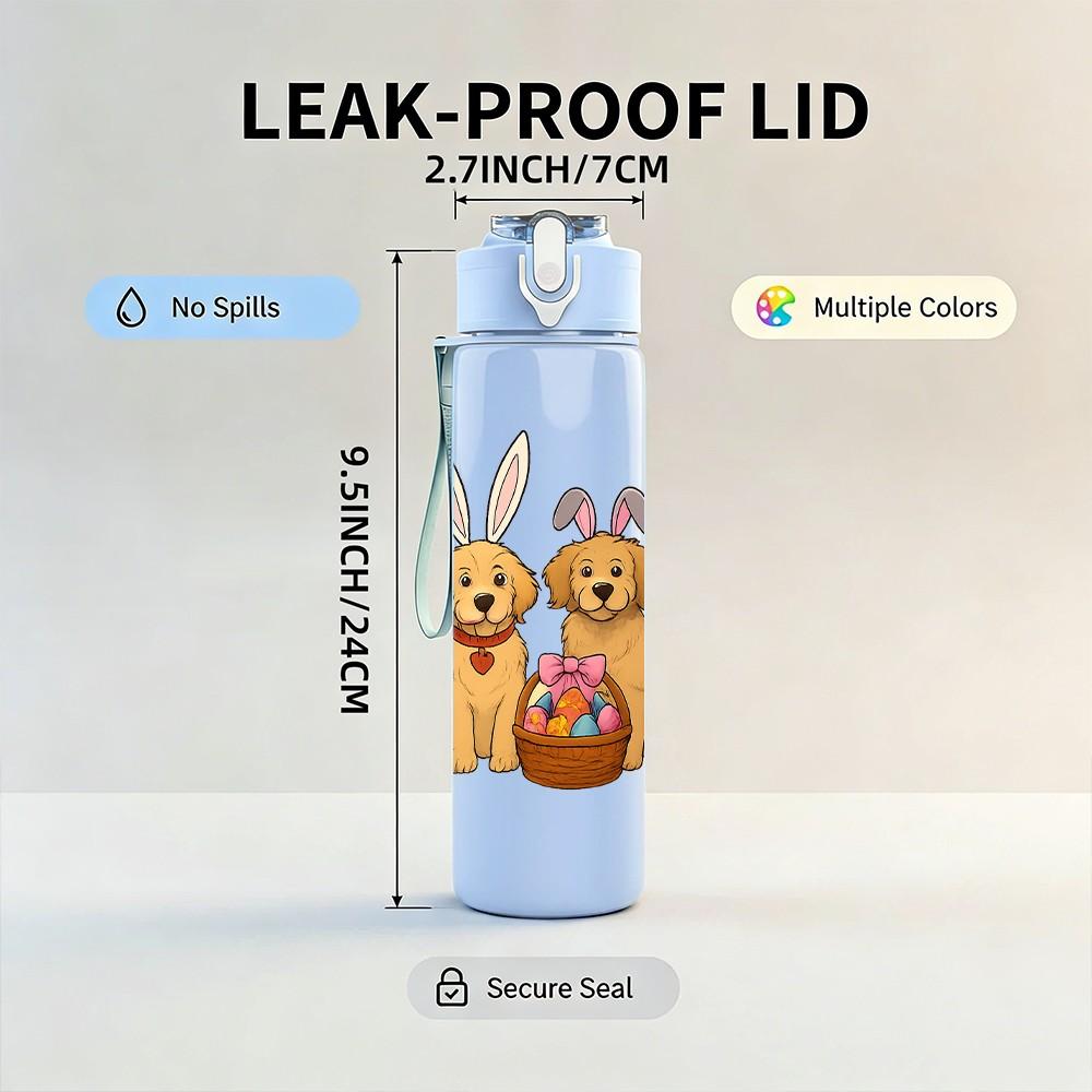 1PC Group Easter Dog Bunnies 750ml Color Plastic Sports Water Bottle Leakproof Flip Straw Lid Suitable for Sports Office Home Use