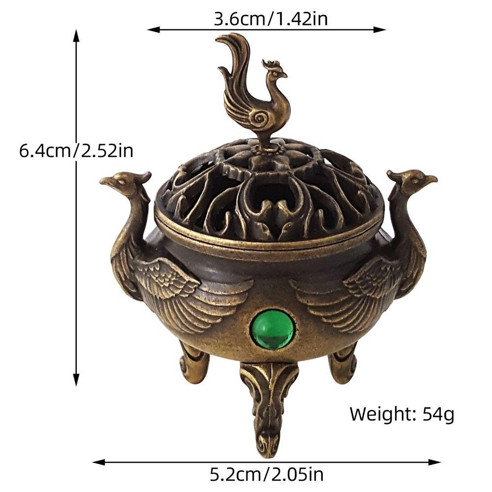 Alloy Incense Burner Stick Holder Sandalwood Auspicious Lotus Incense Censer Hollowed Out Patterns Retro Three Legged Stove