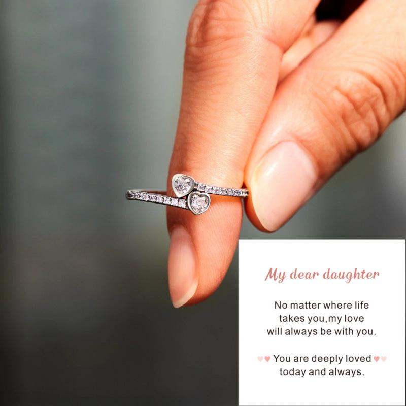 Elegant Heart Zirconia Diamond Inlaid Adjustable Ring