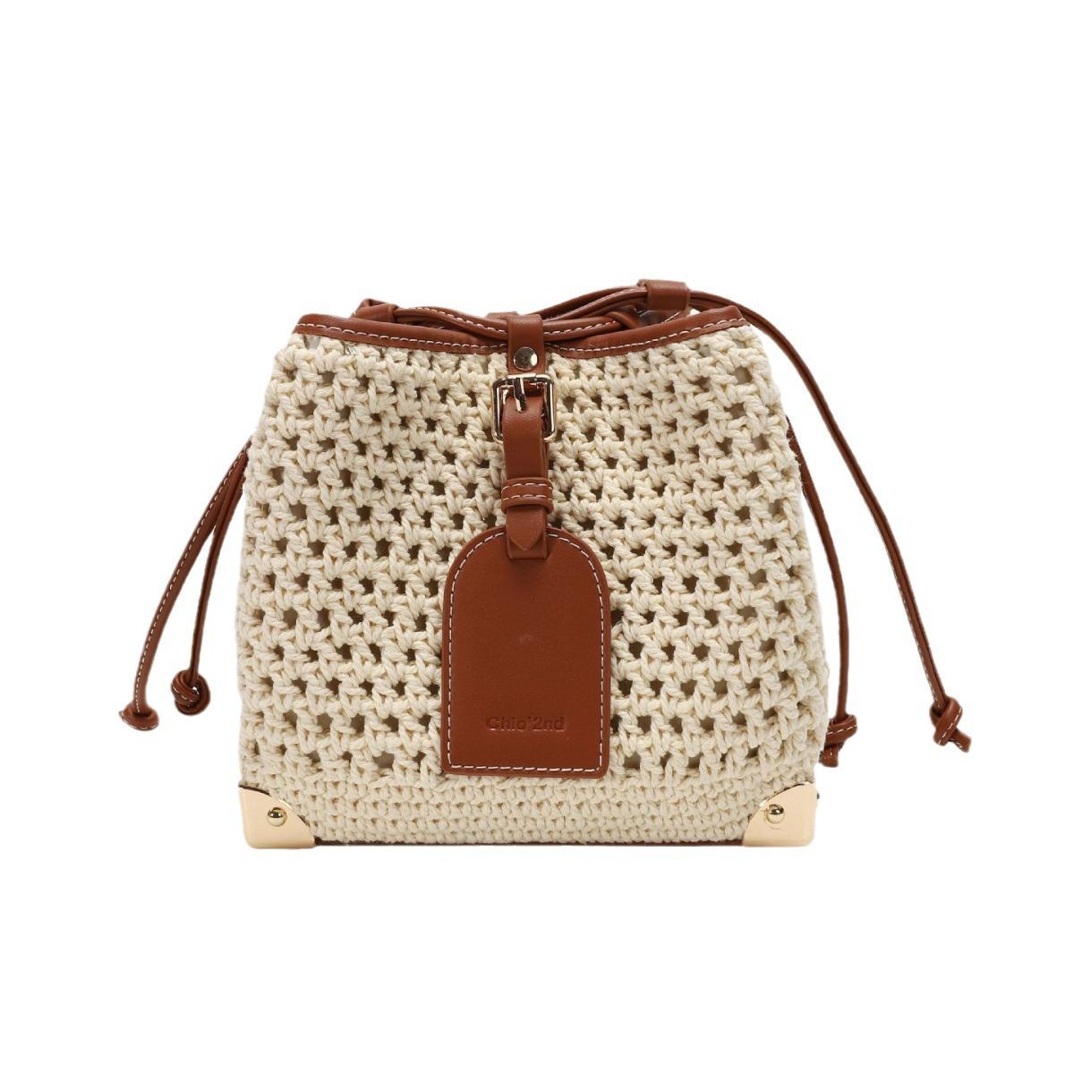 

Праздничная сумка-ведро для женщин, летняя повседневная модная плетеная сумка через плечо