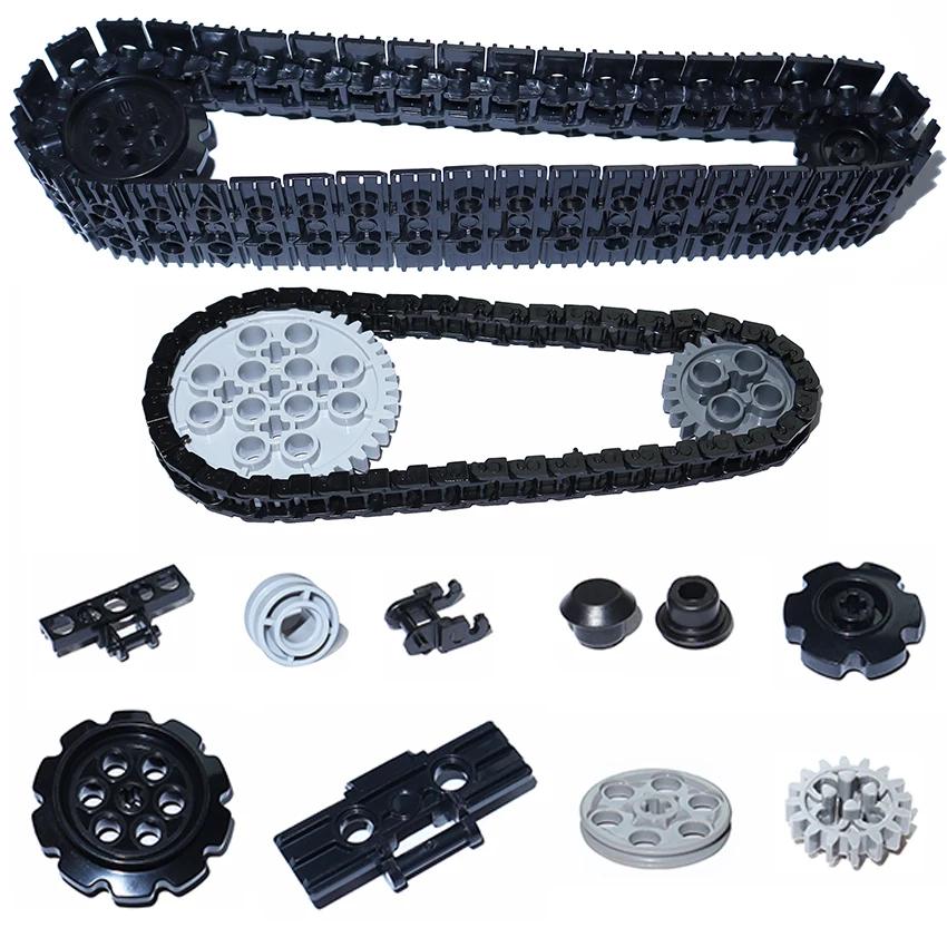Technical Parts Brick Playset Link Chain Tank Belt Track Wheels Truck Car Gear MOC Brick Toys Playsets 3711 3873 88323 57520 57519 42529
