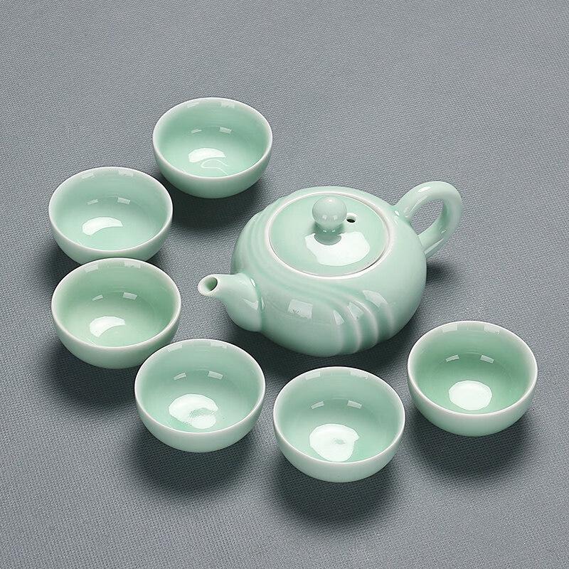 Celadon Striped Ceramic Kung Fu Tea Set
