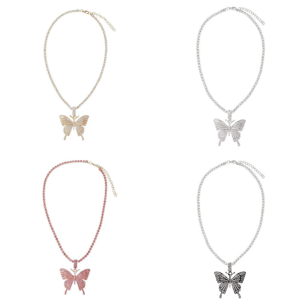 Minimalist Butterfly Necklace With Crystal Accents For Casual Wear