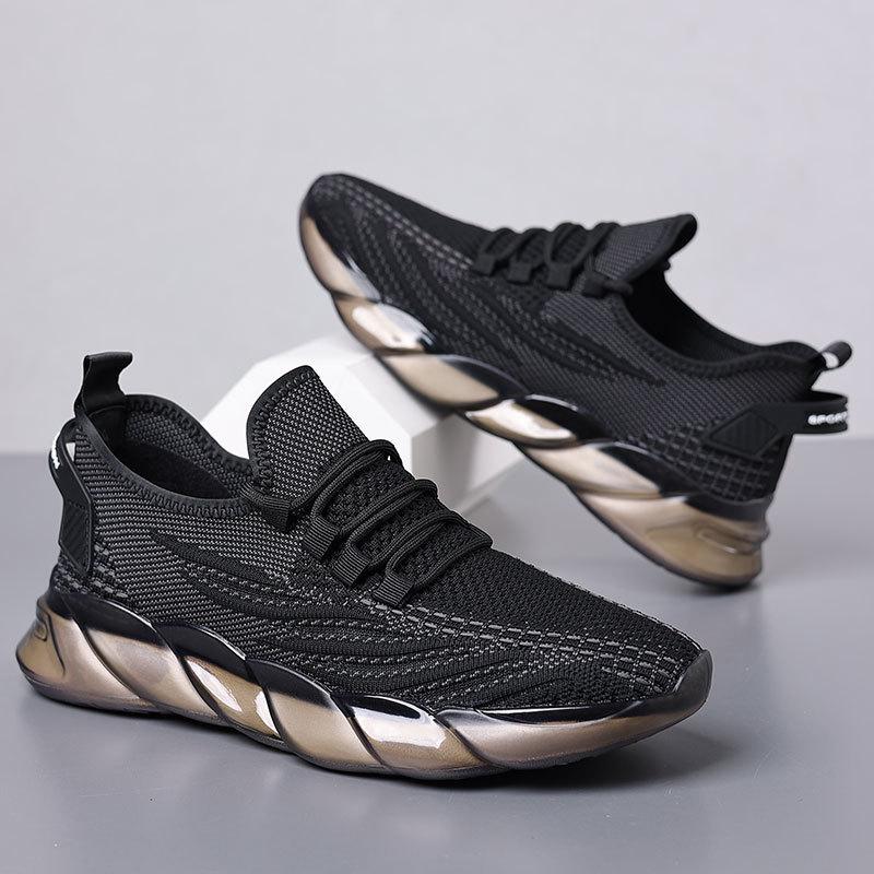 Black shoes men's summer thin fly-woven mesh casual sports trendy shoes breathable Wenzhou coconut men's shoes