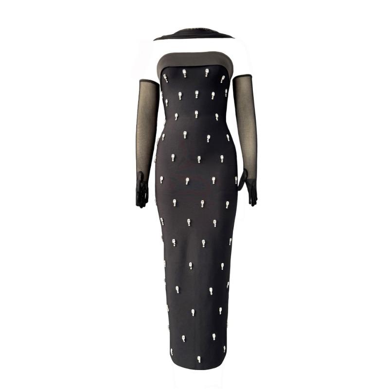 New fashion tube top bandage dress sexy niche order diamond long dress temperament evening dress