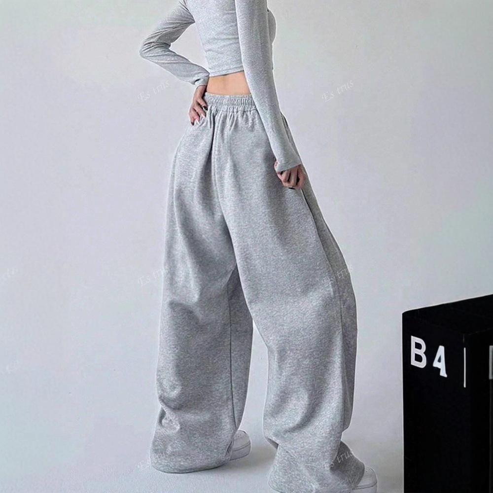 Pantaloni della tuta da donna alla moda con stampa graffiti, Pantaloni streetwear a vita alta a gamba larga, Pantaloni casual con coulisse elastica in vita per l'uso quotidiano e le uscite